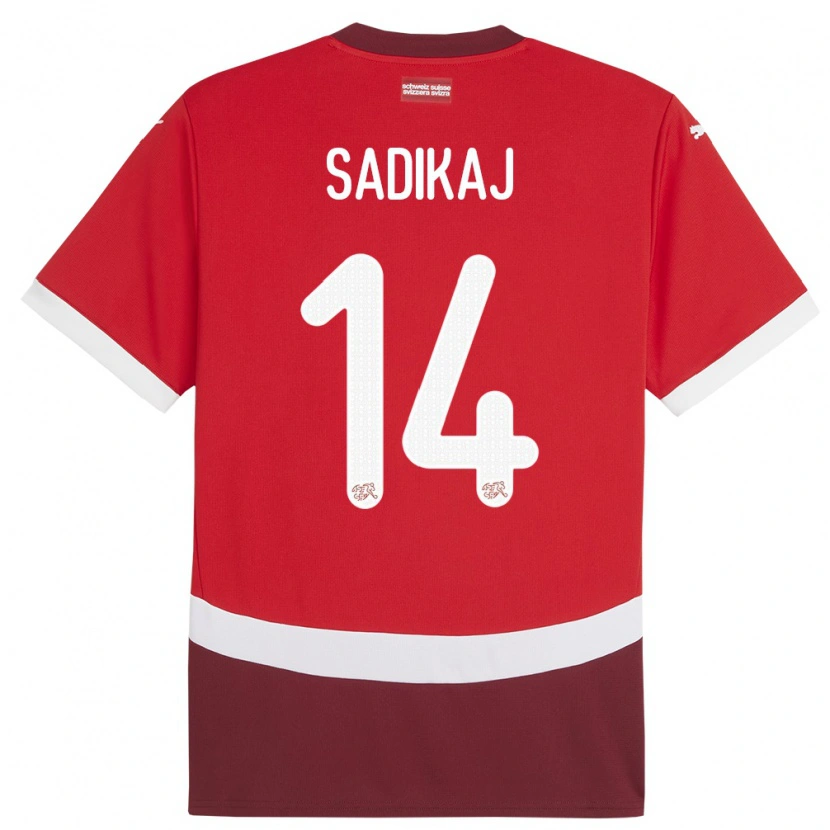 Danxen Kinderen Zwitserland Erblin Sadikaj #14 Rood Thuisshirt Thuistenue 24-26 T-Shirt