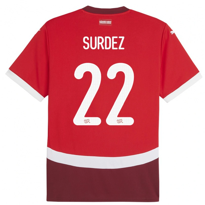 Danxen Kinderen Zwitserland Franck Surdez #22 Rood Thuisshirt Thuistenue 24-26 T-Shirt