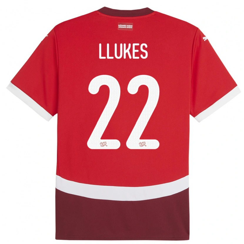 Danxen Kinderen Zwitserland Adrien Llukes #22 Rood Thuisshirt Thuistenue 24-26 T-Shirt
