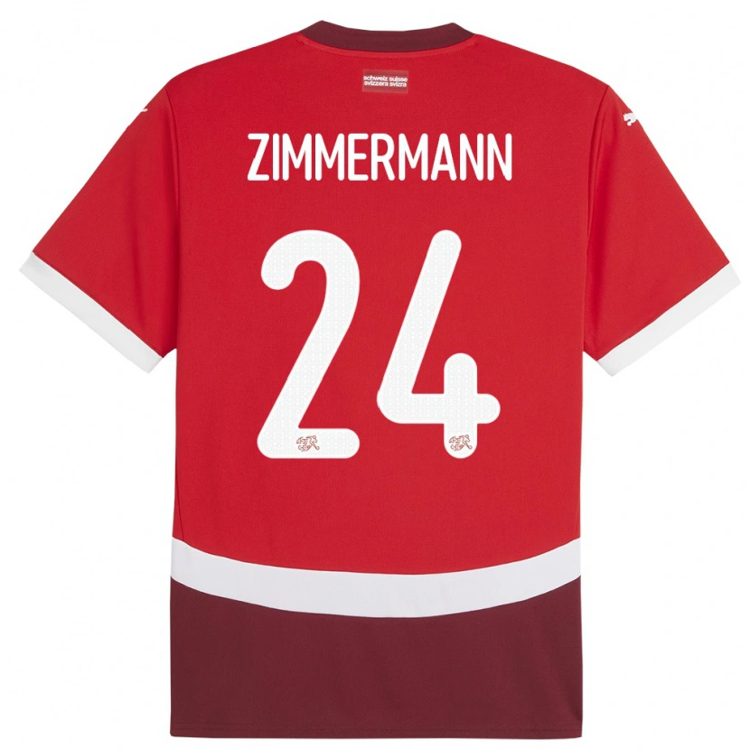Danxen Kinderen Zwitserland Mio Zimmermann #24 Rood Thuisshirt Thuistenue 24-26 T-Shirt