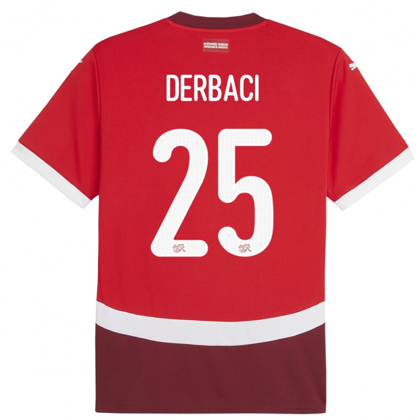 Danxen Kinderen Zwitserland Dorian Derbaci #25 Rood Thuisshirt Thuistenue 24-26 T-Shirt