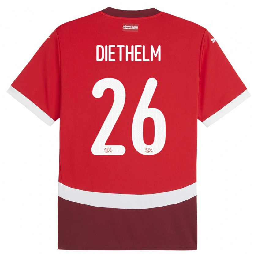 Danxen Kinderen Zwitserland Thierry Diethelm #26 Rood Thuisshirt Thuistenue 24-26 T-Shirt