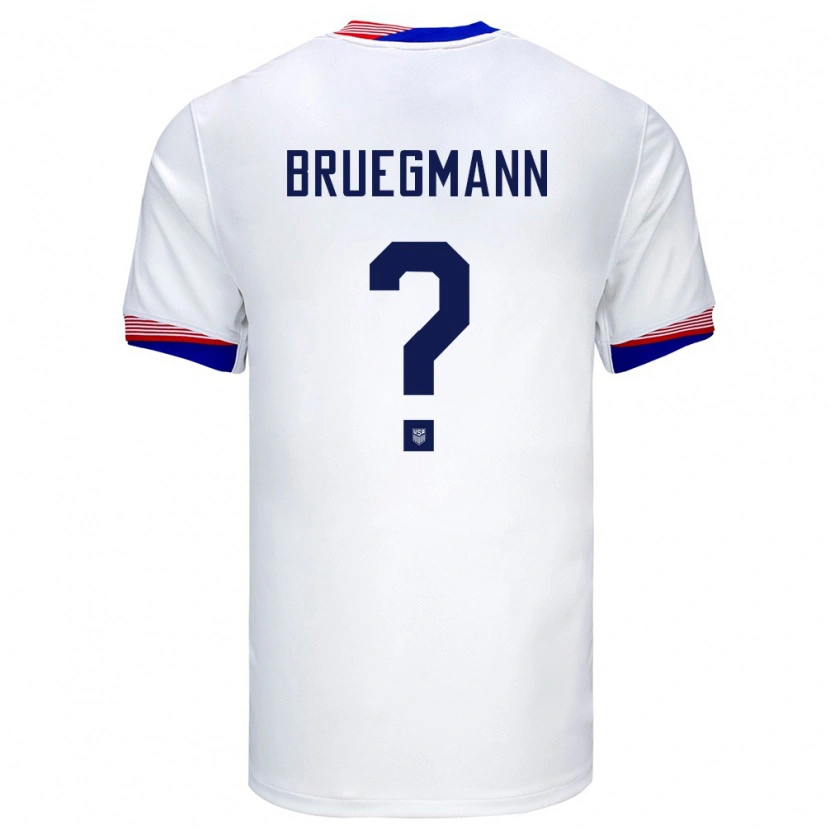 Danxen Kinderen Verenigde Staten Lukas Bruegmann #0 Wit Thuisshirt Thuistenue 24-26 T-Shirt