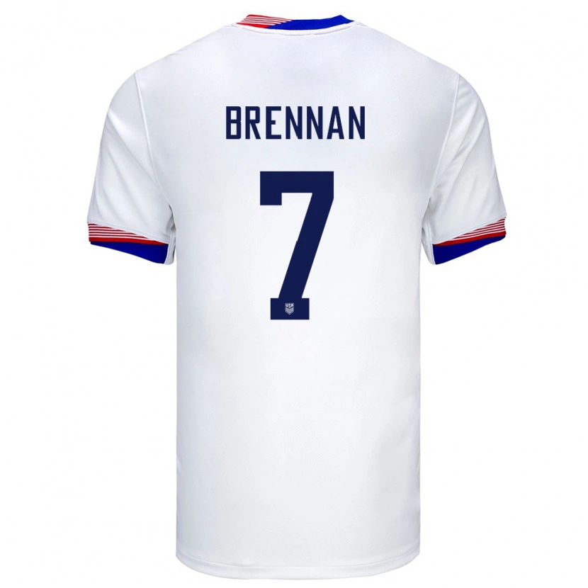 Danxen Kinderen Verenigde Staten Luke Brennan #7 Wit Thuisshirt Thuistenue 24-26 T-Shirt