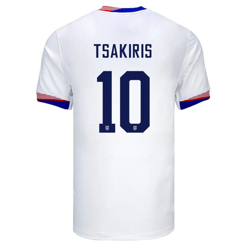 Danxen Kinderen Verenigde Staten Niko Tsakiris #10 Wit Thuisshirt Thuistenue 24-26 T-Shirt