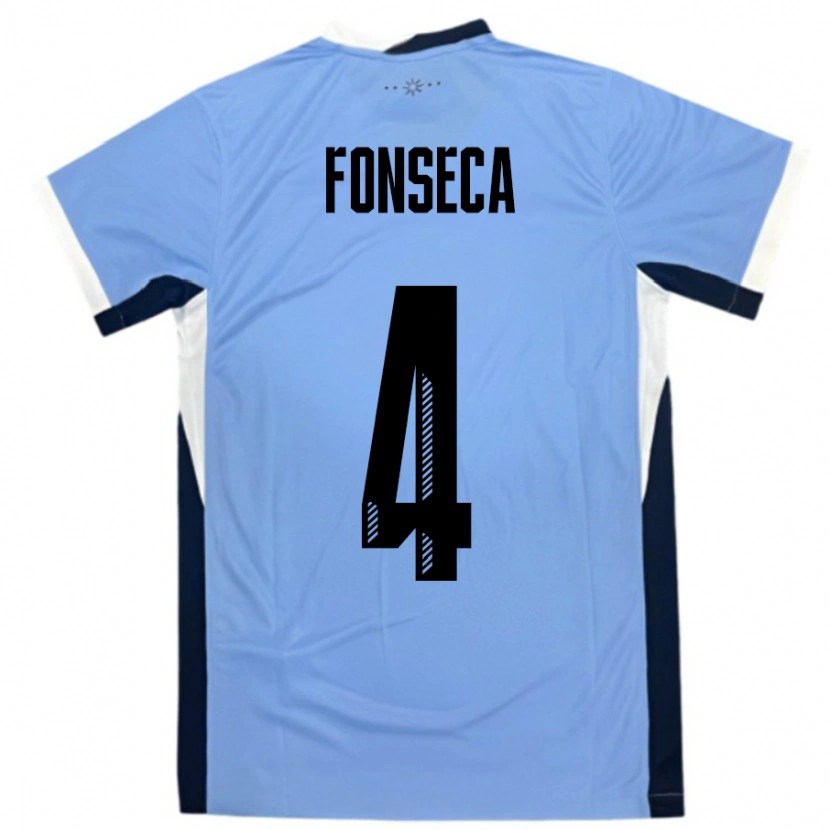 Danxen Kinderen Uruguay Nicolás Fonseca #4 Wit Zwart Thuisshirt Thuistenue 24-26 T-Shirt
