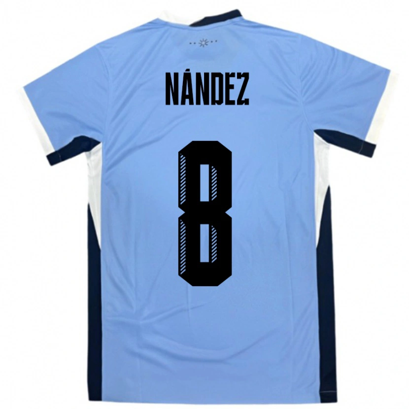 Danxen Kinderen Uruguay Nahitan Nández #8 Wit Zwart Thuisshirt Thuistenue 24-26 T-Shirt