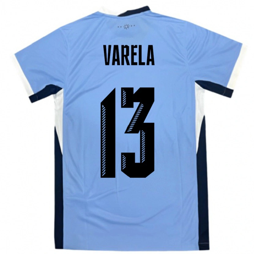 Danxen Kinderen Uruguay Guillermo Varela #13 Wit Zwart Thuisshirt Thuistenue 24-26 T-Shirt