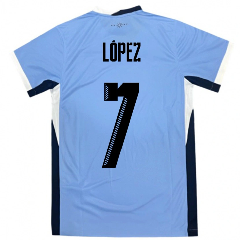 Danxen Kinderen Uruguay Nahuel López #7 Wit Zwart Thuisshirt Thuistenue 24-26 T-Shirt
