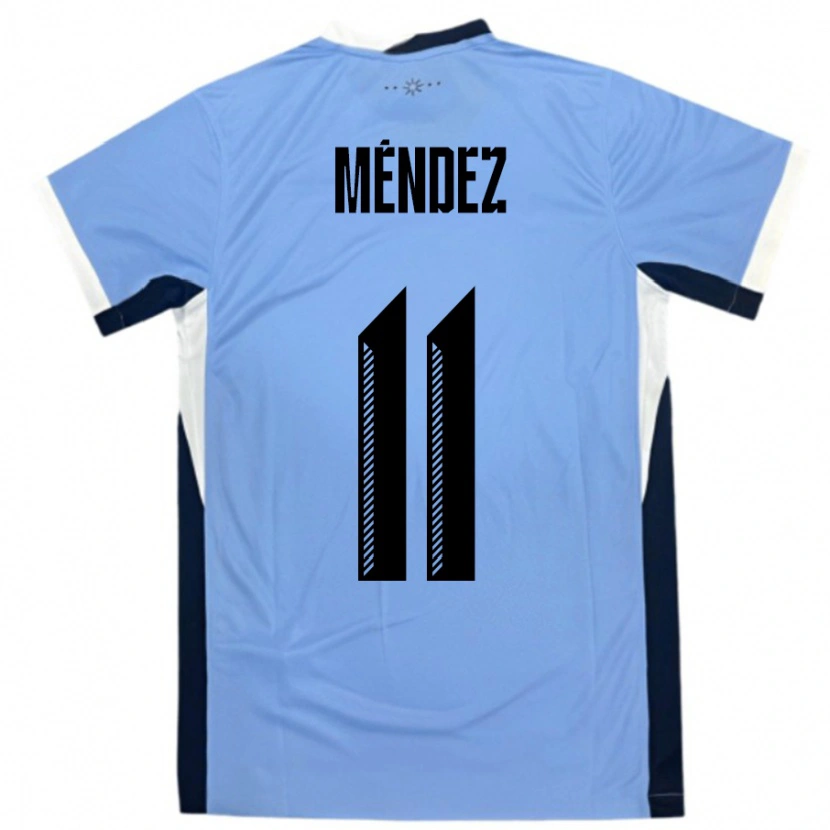 Danxen Kinderen Uruguay Axel Méndez #11 Wit Zwart Thuisshirt Thuistenue 24-26 T-Shirt