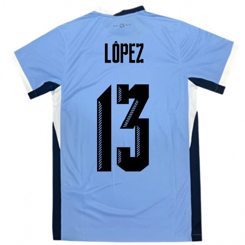 Danxen Kinderen Uruguay Nahuel López #13 Wit Zwart Thuisshirt Thuistenue 24-26 T-Shirt