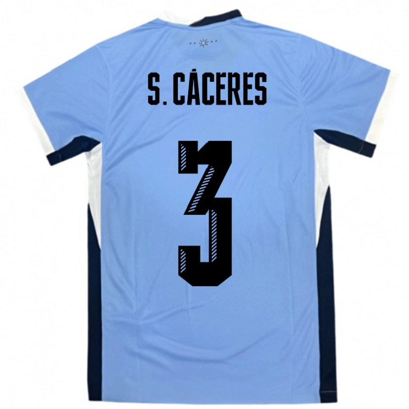 Danxen Kinderen Uruguay Sebastian Caceres #3 Wit Zwart Thuisshirt Thuistenue 24-26 T-Shirt