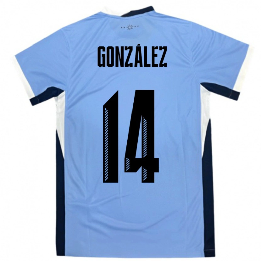 Danxen Kinderen Uruguay Pilar Gonzalez #14 Wit Zwart Thuisshirt Thuistenue 24-26 T-Shirt