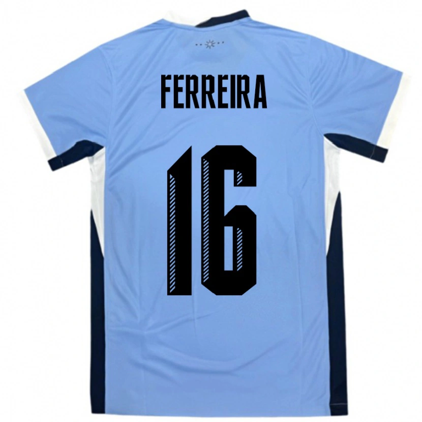 Danxen Kinderen Uruguay Joaquin Ferreira #16 Wit Zwart Thuisshirt Thuistenue 24-26 T-Shirt