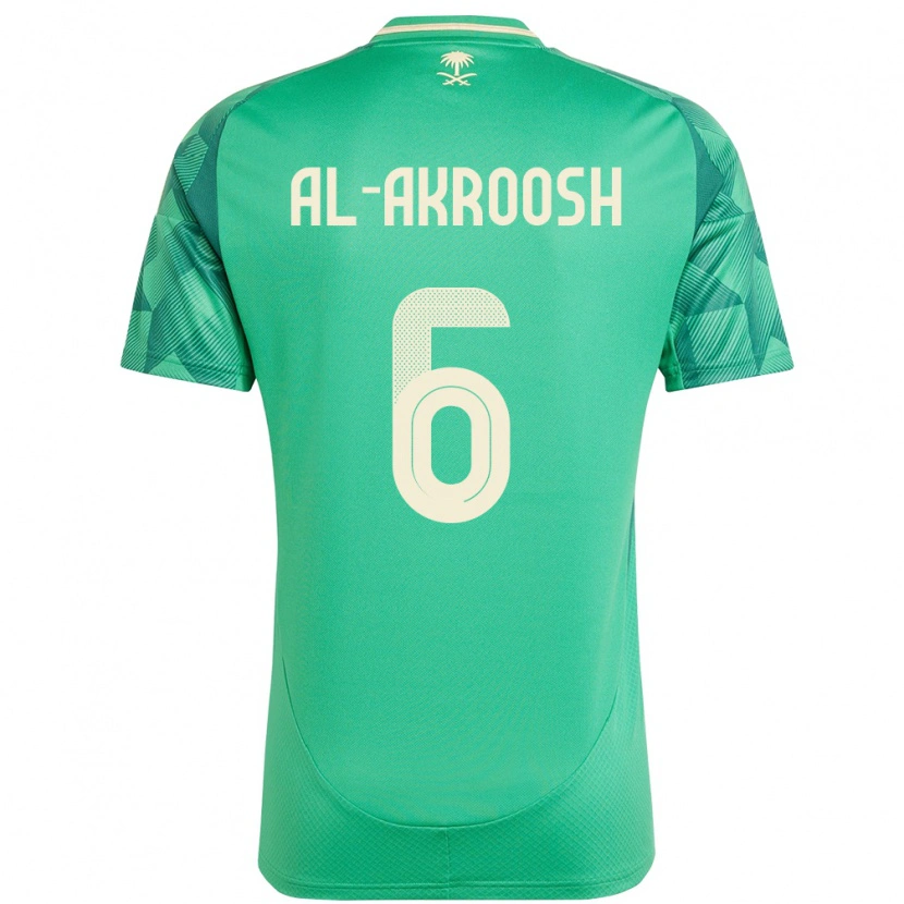 Danxen Kinderen Saoedi-Arabië Hassan Al-Akroosh #6 Groen Thuisshirt Thuistenue 24-26 T-Shirt