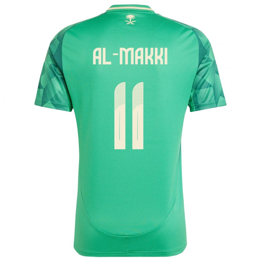 Danxen Kinderen Saoedi-Arabië Ali Al-Makki #11 Groen Thuisshirt Thuistenue 24-26 T-Shirt