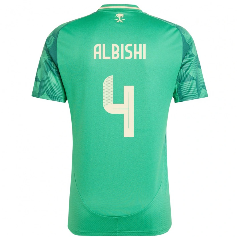 Danxen Kinderen Saoedi-Arabië Abdullah Albishi #4 Groen Thuisshirt Thuistenue 24-26 T-Shirt