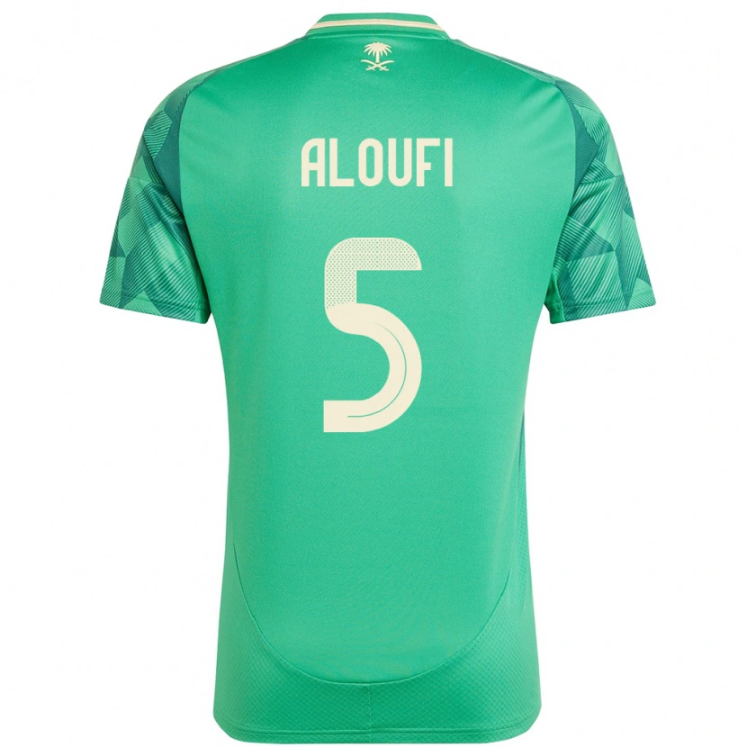 Danxen Kinderen Saoedi-Arabië Mohammed Aloufi #5 Groen Thuisshirt Thuistenue 24-26 T-Shirt
