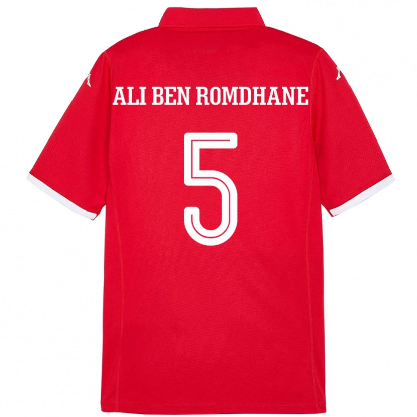 Danxen Kinderen Tunesië Mohamed Ali Ben Romdhane #5 Rood Thuisshirt Thuistenue 24-26 T-Shirt