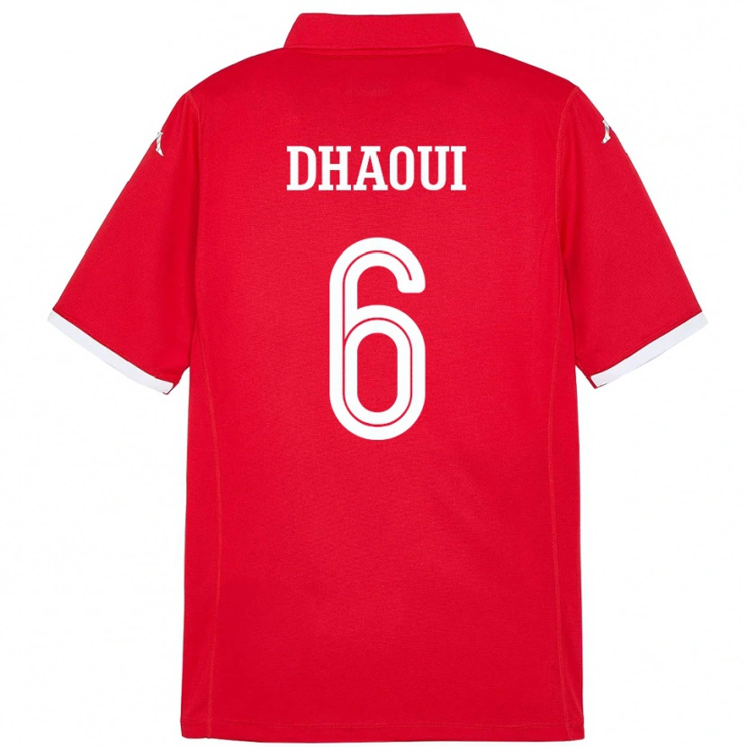Danxen Kinderen Tunesië Elyes Dhaoui #6 Rood Thuisshirt Thuistenue 24-26 T-Shirt