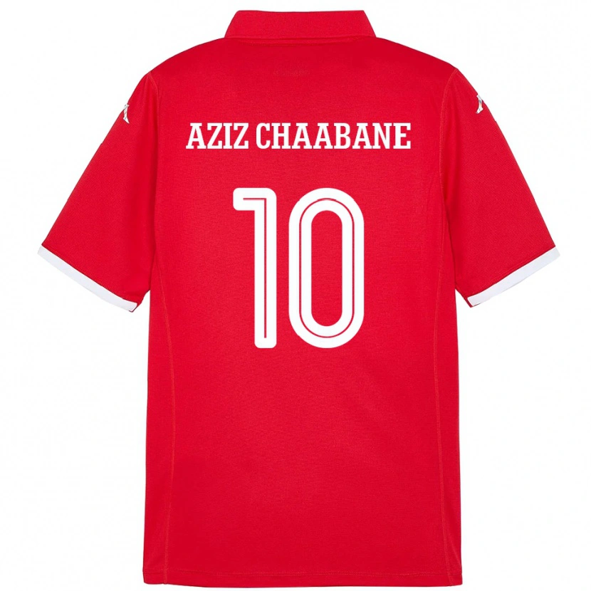 Danxen Kinderen Tunesië Mohamed Aziz Chaabane #10 Rood Thuisshirt Thuistenue 24-26 T-Shirt