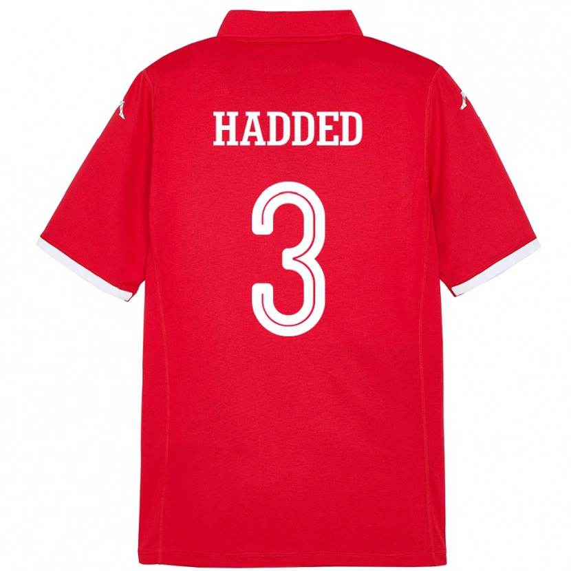 Danxen Kinderen Tunesië Rayen Hadded #3 Rood Thuisshirt Thuistenue 24-26 T-Shirt