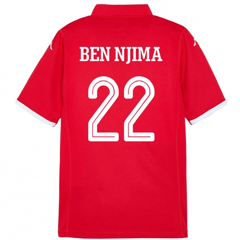 Danxen Kinderen Tunesië Firas Ben Njima #22 Rood Thuisshirt Thuistenue 24-26 T-Shirt