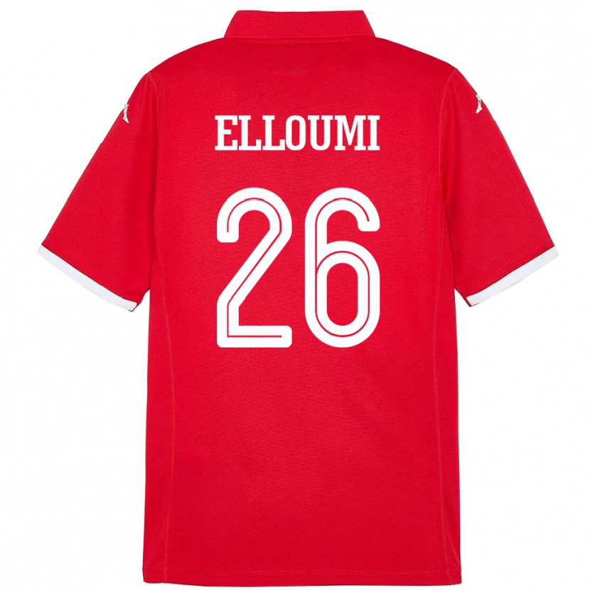 Danxen Kinderen Tunesië Khalil Elloumi #26 Rood Thuisshirt Thuistenue 24-26 T-Shirt