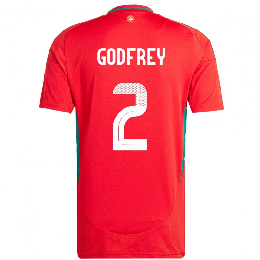Danxen Kinderen Wales Alex Godfrey #2 Rood Thuisshirt Thuistenue 24-26 T-Shirt