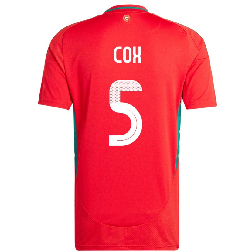 Danxen Kinderen Wales Daniel Cox #5 Rood Thuisshirt Thuistenue 24-26 T-Shirt