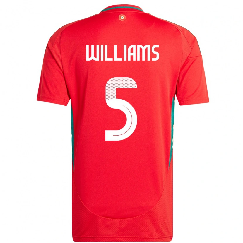 Danxen Kinderen Wales Ashton Williams #5 Rood Thuisshirt Thuistenue 24-26 T-Shirt