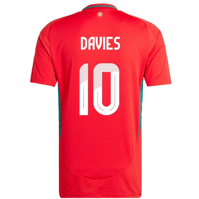 Danxen Kinderen Wales Jordan Davies #10 Rood Thuisshirt Thuistenue 24-26 T-Shirt