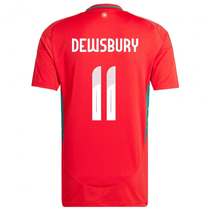 Danxen Kinderen Wales Ollie Dewsbury #11 Rood Thuisshirt Thuistenue 24-26 T-Shirt
