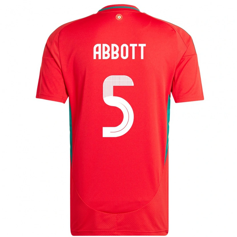 Danxen Kinderen Wales George Abbott #5 Rood Thuisshirt Thuistenue 24-26 T-Shirt
