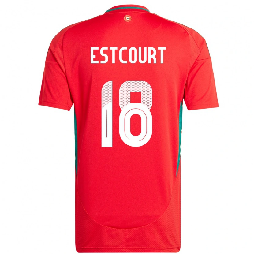 Danxen Kinderen Wales Charlie Estcourt #18 Rood Thuisshirt Thuistenue 24-26 T-Shirt