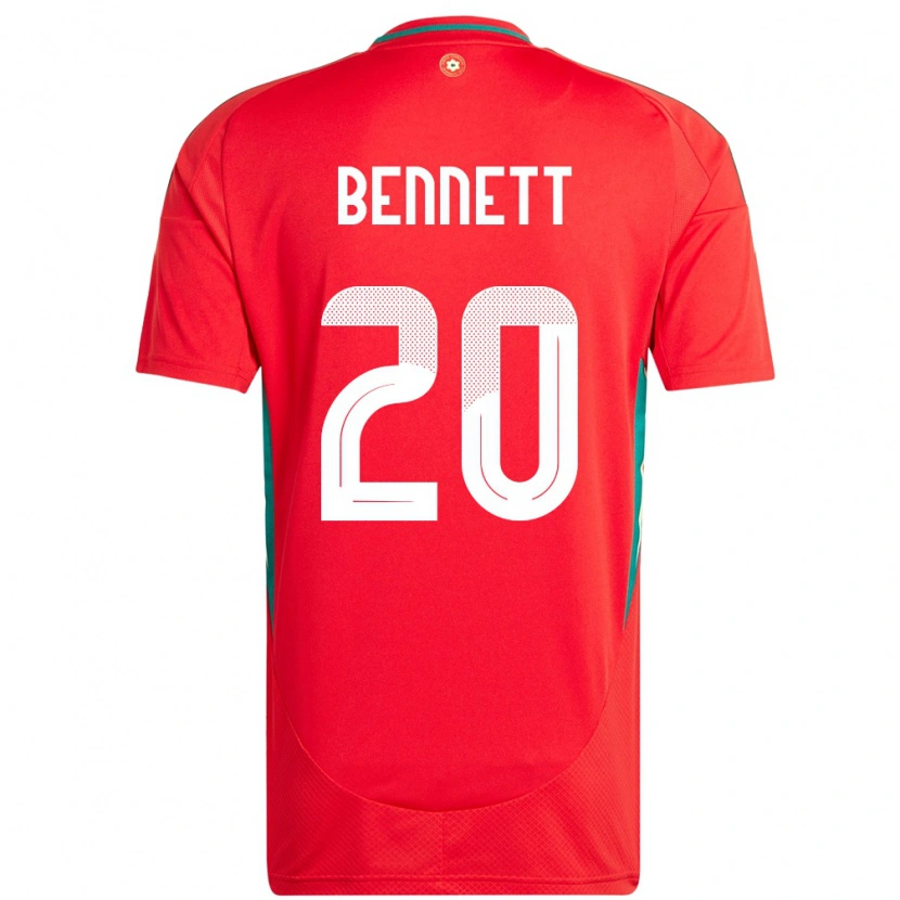 Danxen Kinderen Wales Aaron Bennett #20 Rood Thuisshirt Thuistenue 24-26 T-Shirt