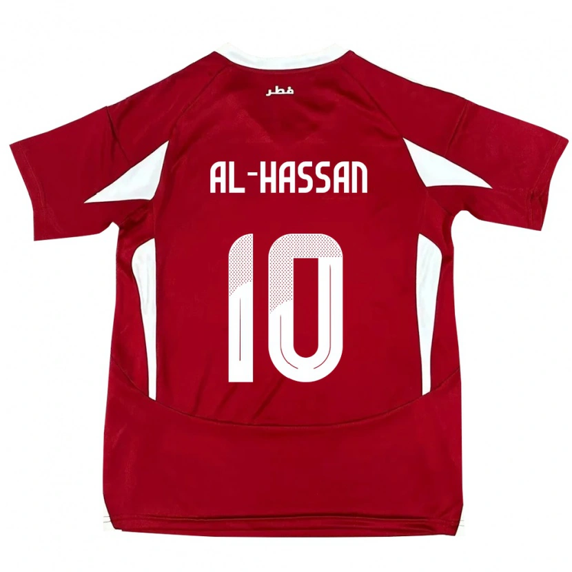 Danxen Kinderen Qatar Ibrahim Al-Hassan #10 Rood Thuisshirt Thuistenue 24-26 T-Shirt