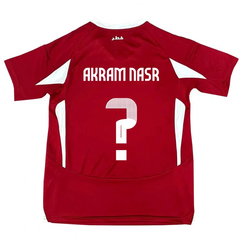 Danxen Kinderen Qatar Mohammed Akram Nasr #0 Rood Thuisshirt Thuistenue 24-26 T-Shirt