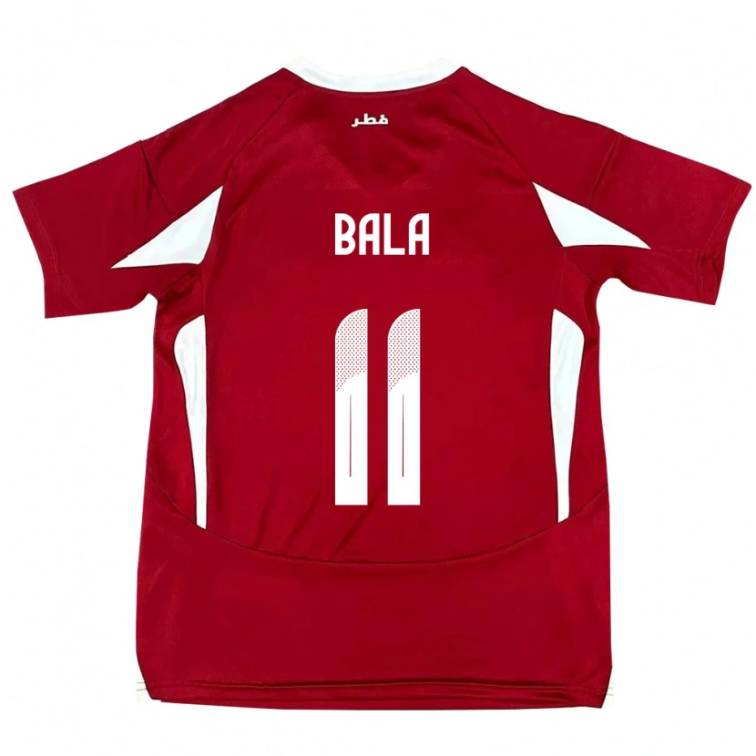 Danxen Kinderen Qatar Younis Bala #11 Rood Thuisshirt Thuistenue 24-26 T-Shirt