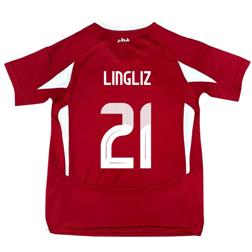 Danxen Kinderen Qatar Mohamed Lingliz #21 Rood Thuisshirt Thuistenue 24-26 T-Shirt