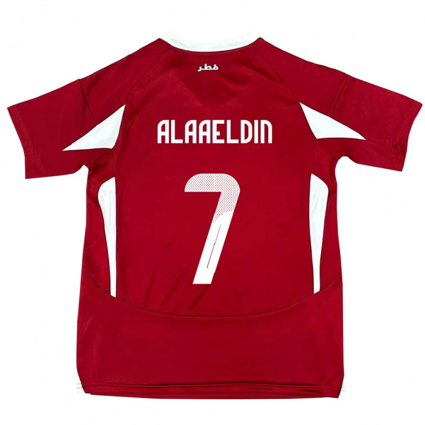 Danxen Kinderen Qatar Ahmed Alaaeldin #7 Rood Thuisshirt Thuistenue 24-26 T-Shirt