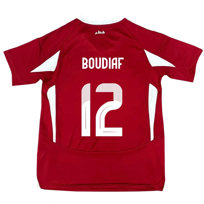 Danxen Kinderen Qatar Karim Boudiaf #12 Rood Thuisshirt Thuistenue 24-26 T-Shirt