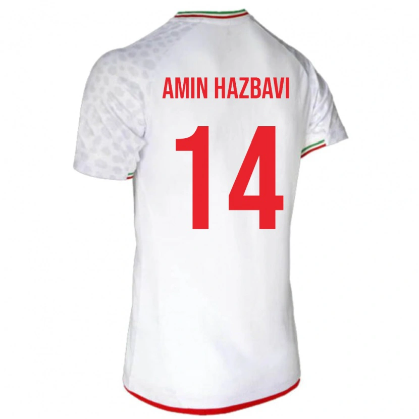 Danxen Kinderen Iran Mohammad Amin Hazbavi #14 Wit Thuisshirt Thuistenue 24-26 T-Shirt