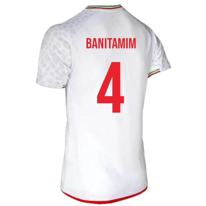 Danxen Kinderen Iran Mohammadreza Banitamim #4 Wit Thuisshirt Thuistenue 24-26 T-Shirt