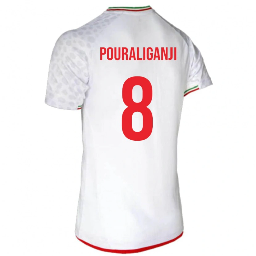 Danxen Kinderen Iran Morteza Pouraliganji #8 Wit Thuisshirt Thuistenue 24-26 T-Shirt