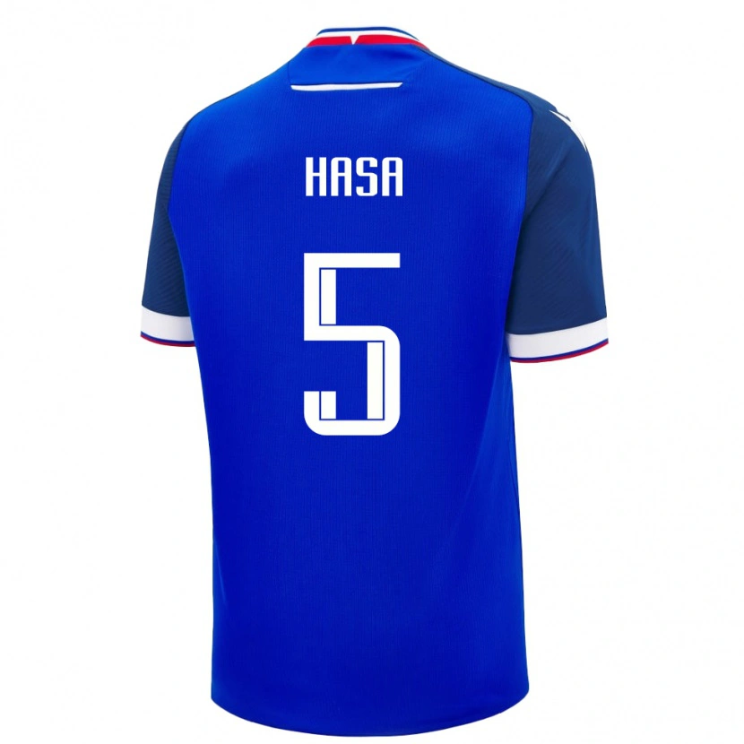 Danxen Kinderen Slowakije Samuel Hasa #5 Blauw Thuisshirt Thuistenue 24-26 T-Shirt