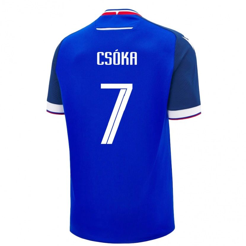 Danxen Kinderen Slowakije Bálint Csóka #7 Blauw Thuisshirt Thuistenue 24-26 T-Shirt