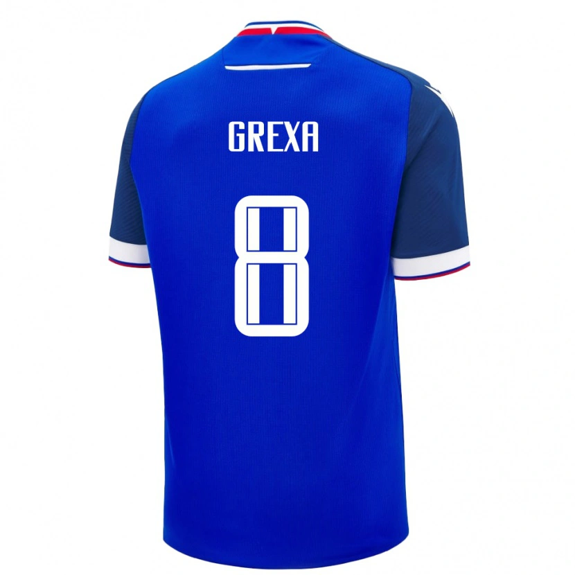 Danxen Kinderen Slowakije Richard Grexa #8 Blauw Thuisshirt Thuistenue 24-26 T-Shirt