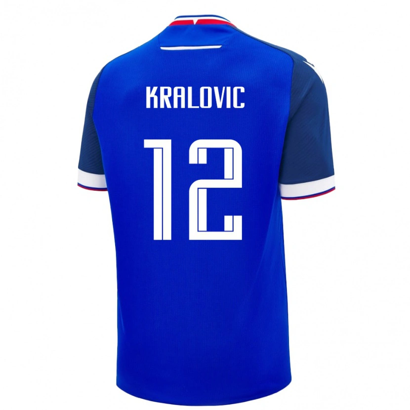 Danxen Kinderen Slowakije Adam Kralovic #12 Blauw Thuisshirt Thuistenue 24-26 T-Shirt