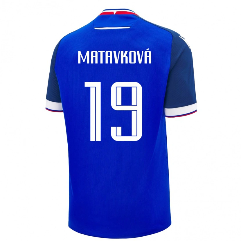 Danxen Kinderen Slowakije Ľudmila Maťavková #19 Blauw Thuisshirt Thuistenue 24-26 T-Shirt